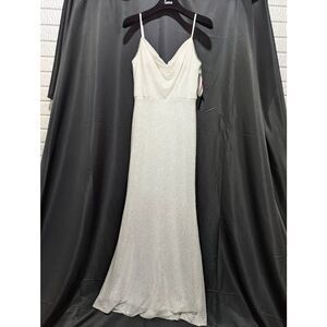 Christina Wu Celebration Women's Ivory Shiny Bowie Sequin Embellished Maxi Dress